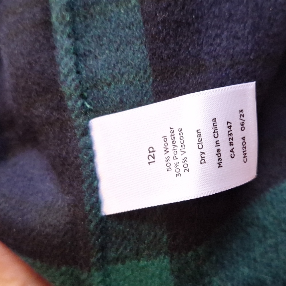 NWOT Talbots Double Face Wool Blend Tartan Coat Blue Green Size 12 Petite - Picture 10 of 14